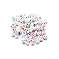 Detailed close-up of colorful letter Q acrylic round beads for DIY jewelry making - Style Q / 7mm (100 Pieces/Pack)