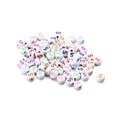 Macro shot of white acrylic letter S beads with colorful centers for DIY jewelry making - Style S / 7mm (100 Pieces/Pack)