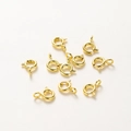 Close-up of 18K gold-plated spring ring clasps for DIY jewelry necklace making - Spring Ring Clasp / 5mm (10 Pieces/Pack) / 18K Gold