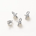 Set of 4 silver-plated lily-of-the-valley pearl caps with pins for DIY jewelry making - 0.4*0.65cm / Hole 1.5mm / White Gold