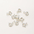 Close-up of bright silver spring ring clasps for DIY jewelry making and necklaces - Spring Ring Clasp / 5mm (10 Pieces/Pack) / Thick Silver