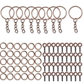 DIY antique bronze keychain kit including key rings, jump rings and eye pins in bulk - 20 Key Rings + 100 Jump Rings + 100 Eye Pins (73g) / Antique Red Copper (1370)