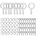 Kit de porte-clés DIY en métal argenté avec anneaux brisés et vis à œillet - Blanc K (1370)