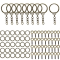 Détail du kit porte-clés bronze antique avec anneaux brisés et vis à œil pour DIY - Bronze Antique (1371)