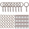 Kit de porte-clés DIY avec anneaux en bronze, anneaux ouverts et vis à œillet - Cuivre Rouge Antique (1371)