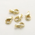 Five gold plated copper lobster clasps for jewelry making displayed on a light background - 5x10mm (301) / 14K Gold