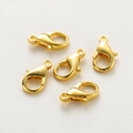 Close-up of five 14k gold-plated lobster clasps for DIY jewelry making and necklaces - 5x10mm (301) / 18K Color-preserving Genuine Gold