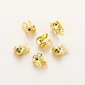 Macro detail of 18K gold plated copper fold-over cord ends for DIY jewelry making - 1.5x2.5x4mm (Hole 0.7mm) [50 Pieces] / 18K Color-preserving Genuine Gold