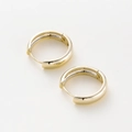 Detailed view of 14K gold plated chunky hoop earrings with high-polished glossy surface - 14mm (GA0047) / 14K Gold