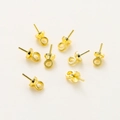 Macro view of 14K gold plated peg bails with eyelet for pearl jewelry making - Small Style (3x6mm/20 Pieces/Pack) / 18K Color-preserving Genuine Gold
