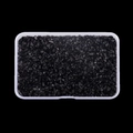 Makroaufnahme von 3-8mm schwarzen Glassteinen in einer klaren rechteckigen Box - 80g Box / Schwarz