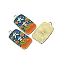 Enamel persimmon charm with golden Lucky text and decorative sunburst metal back - 17*30mm (Pack of 5) / Great Luck