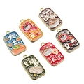 Set of 6 enamel alloy pendants featuring lucky cats and persimmons in various colors - 17*30mm (Pack of 5) / Random Mixed Colors 1