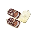 Rectangle enamel chestnut pendant in alloy with golden sunburst pattern on the back - Everything Smooth