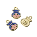 Lucky fortune bag pendant with blue enamel finish and Ping An engraving in gold - Dark Blue (Fortune)