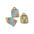 Sky blue alloy lucky pendants with cherry blossoms and golden fortune tag charms - Blue (Lucky Lot)
