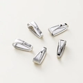 Close-up of polished silver pendant clasp connectors with embossed bead edge details - 3x7.5mm (50 Pieces/Pack) / White Gold