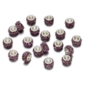 Vista macro de cuentas de plata de gran agujero con cristales violetas para joyería de bricolaje - 12mm (5 unidades) / Púrpura