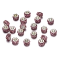 Detalle de cuentas rosas de cristal con agujero grande y núcleo de plata para joyas - 12mm (5 unidades) / Rosa