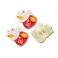 Lucky Maneki Neko alloy enamel pendant featuring gold character and polished back - Fortune Red (Lucky Cat)