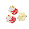 Maneki-neko lucky cat alloy oil drip pendant in red and gold with Fortune characters - Blessing Red (Lucky Cat)