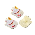 Maneki Neko lucky cat enamel pendant in white and gold finish for DIY jewelry - Blessing White (Lucky Cat)