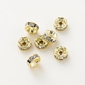 Cuentas espaciadoras de diamantes de imitación bañadas en oro 14K para joyería DIY - 4mm (Paquete de 10 Unidades) / Oro 14K