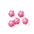 Macro detail of high-shine iridescent pink acrylic flower beads for DIY jewelry making - 15.9*16.3mm/Aperture 2.8mm / Rose Red