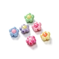 Macro shot of colorful iridescent acrylic flower beads with side holes for DIY jewelry - 15.9*16.3mm/Aperture 2.8mm / Multicolor