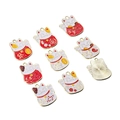 Lucky cat alloy charms in red and white colors with auspicious Chinese characters - Random Mixed Colors 3