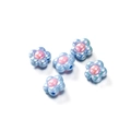 Macro shot of iridescent blue acrylic flower beads with pink centers for jewelry making - 15.9*16.3mm/Aperture 2.8mm / Blue