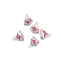 Five pieces of silver alloy zongzi charms with red enamel and golden Fu character - 5 Pieces / Silver