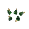 Green enamel Zongzi charms with golden loops for handmade jewelry crafting - 5 Pieces / Green