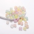 Macro shot of colorful pearlescent heart acrylic beads for DIY jewelry and necklaces - Pearlescent Heart Style / 30 Pcs/Pack / Multicolor