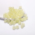 Macro view of light green acrylic heart beads with iridescent pearlescent finish for DIY - Pearlescent Heart Style / 30 Pcs/Pack / Yellow