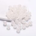 Macro shot of white iridescent pumpkin beads with ribbed texture for DIY jewelry making - Iridescent Pumpkin Bead / 20Pcs/Pack / White