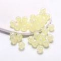 Detailed view of pale yellow acrylic pumpkin beads with vertical stripes for jewelry DIY - Iridescent Pumpkin Bead / 20Pcs/Pack / Yellow