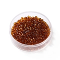 Gros plan de perles de rocaille en verre ambre 4mm pour bijoux DIY en boîte ronde - 4mm/300pcs/24g / Marron