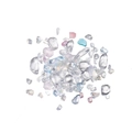 Close-up of iridescent colorful crushed crystal glass stones and pearls for DIY nail art - Blue Series Two