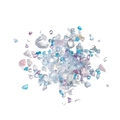 Close-up of irregular mixed crystal crushed stones and tiny white pearls for DIY nail art - Blue Series Three
