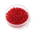 Macro de perles de rocaille rouges transparentes de 4mm dans une boîte de rangement ronde - 4mm/300pcs/24g / Rouge