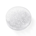 Vue macro de perles de rocaille en verre transparent dans une boîte pour bijoux DIY - 4mm/300pcs/24g / Blanc