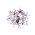 Macro shot of mixed iridescent crystal stones and white pearls for DIY nail art and crafts - Purple Series Five