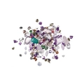 Close-up of colorful mixed crystal glass gravel and pearls for DIY nail art and crafts - Purple Series Seven