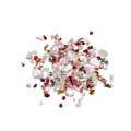 Close-up of mixed colorful crystal crushed stones, pearls and metallic flakes for DIY crafts - Red Series 2