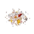 Detailed view of colorful mixed irregular crystal stones and white pearls for DIY crafts - Yellow Series One