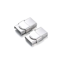 Close-up of dual stainless steel watch fold-over clasps with high-polish silver finish - 12x21.5mm (Inner 8mm) / Silver