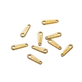 Detailed view of polished gold stainless steel oval connectors with S-STEEL stamp - Gold Ellipse Textured / 20 Pieces Set