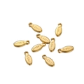 Detailed view of oval stainless steel DIY pendants with polished gold finish and hole - Gold Oval 2 / 20 Pieces Set