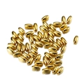 Close-up of golden oval CCB beads with mirror finish and center hole for DIY jewelry - Ellipse / 100pcs Pack / Gold